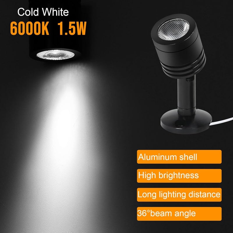 Taysing LED Mini Indoor Spotlight – Accent Lighting for Display Shelves, Paintings, Plants, Jewelry, Showcase, Under Cabinet – Adjustable Indoor Spot Light(Cold White 3 Pack) - Image 2